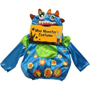 Baby Halloween Costume Mini Monster with Hood 6-12 months Blue Green Orange Flaw